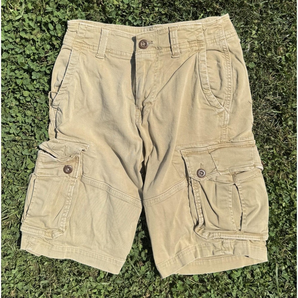 American Eagle Outfitters Cargo Shorts Mens 26 Beige Utility Pockets Stretch
